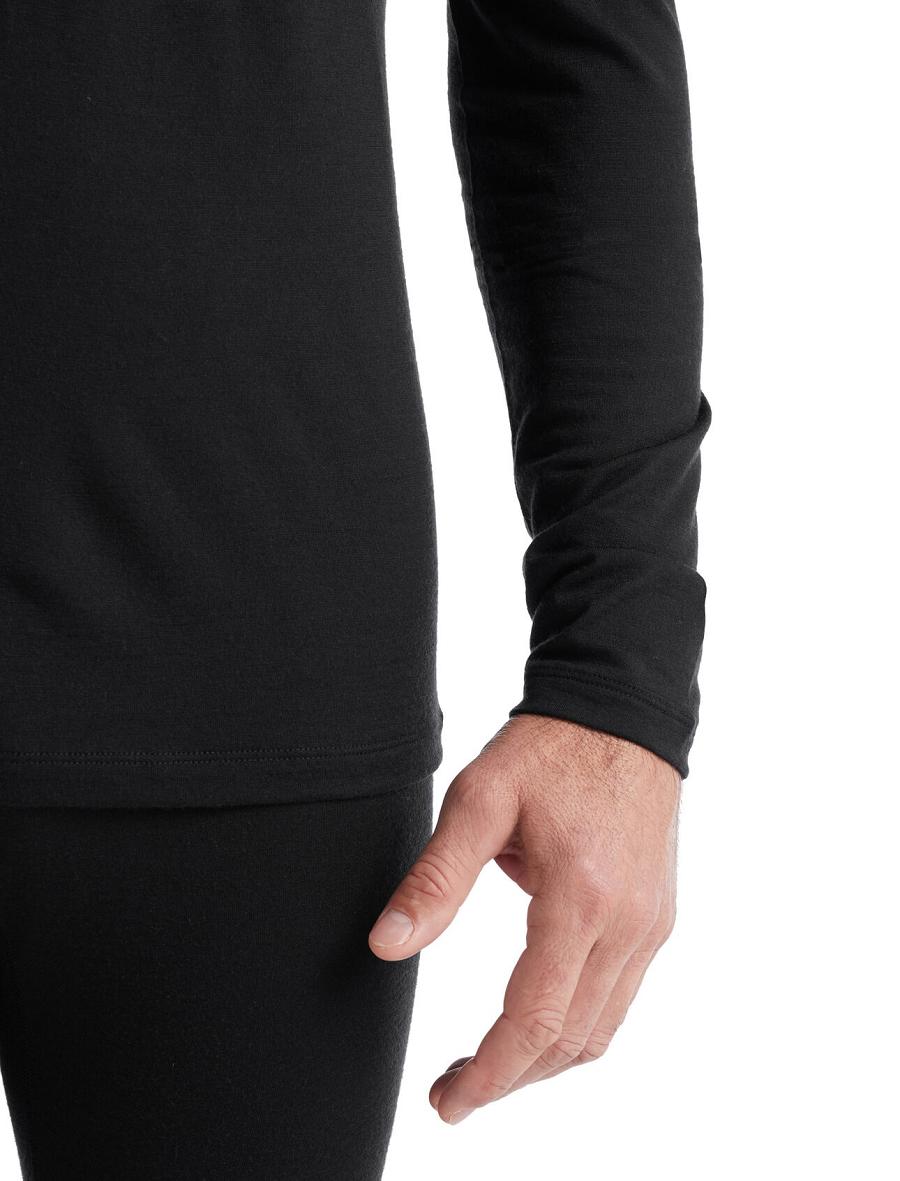 Black Icebreaker Merino 200 Oasis Long Sleeve Half Zip Thermal Top Men's Base Layers | AU 1361UZGT